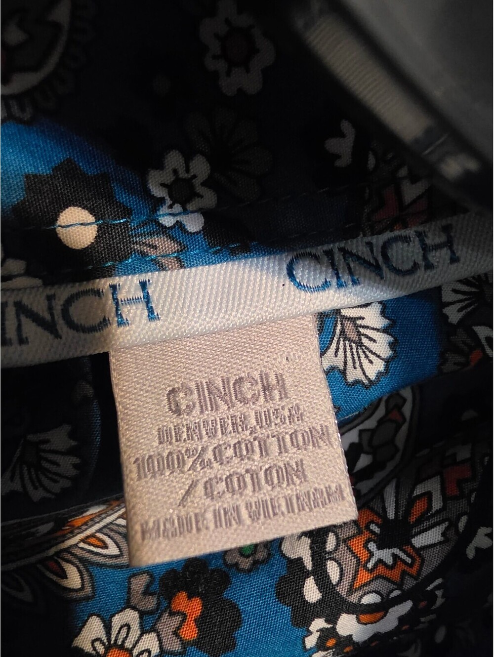 Cinch Blue Paisley & Floral Print Western Snap Shirt – Men's Size L - Picture 3 of 5